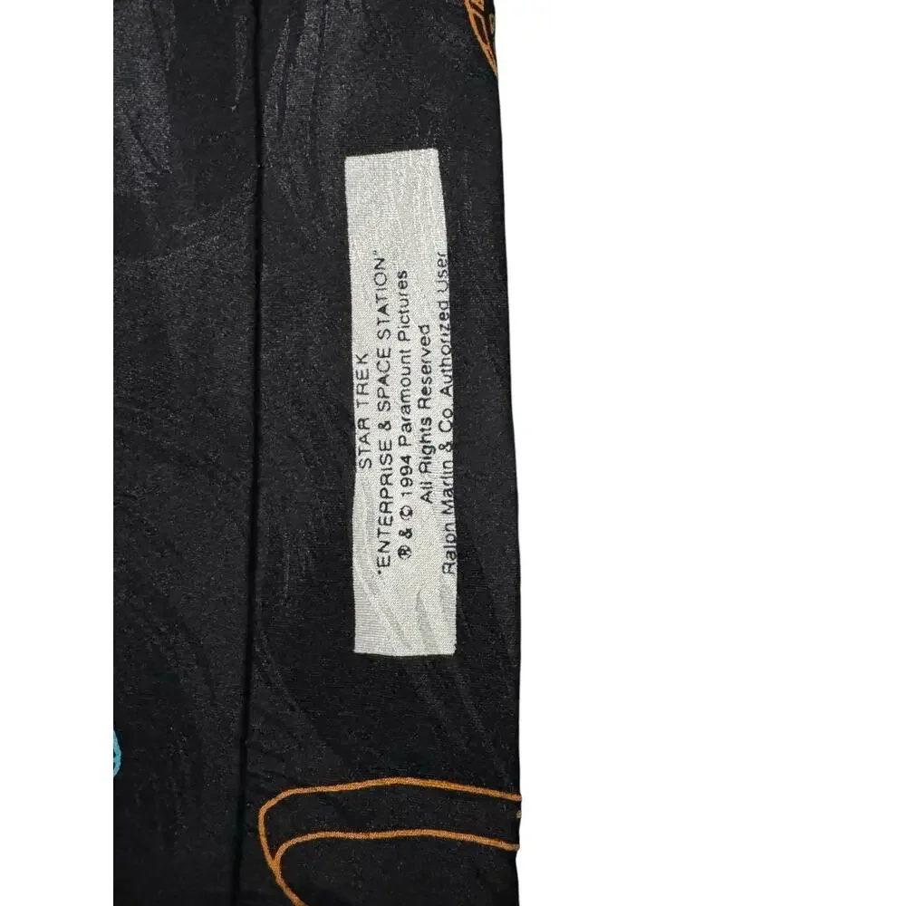 Ralph Marlin RM Style Star Trek Enterprise & Space station Vintage Necktie 1994